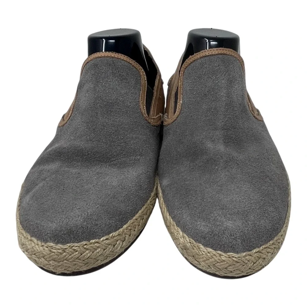 Cole Haan Mens Gray Suede Neutral Leather Slip On Espadrille Loafers 9.5M Casual